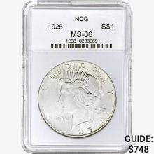 1925 Silver Peace Dollar NCG MS66