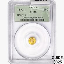 1873 Round California Gold Quarter PCGS AU58 BG-81
