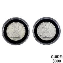 1874, 1875 Pair of seated Liberty Half Dollars [2