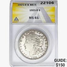 1921-D Morgan Silver Dollar ANACS MS61