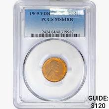 1909 VDB Wheat Cent PCGS MS64 RB