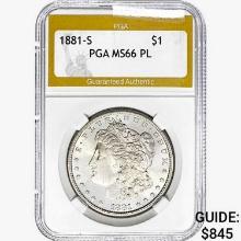 1881-S Morgan Silver Dollar PGA MS66 PL