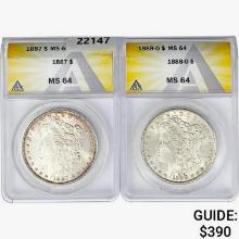 1887-1888 [2] Morgan Silver Dollar ANACS MS64