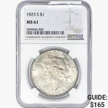 1923-S Silver Peace Dollar NGC MS61