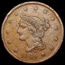 1842 Braided Hair Large Cent NEARLY UNCIRCULATED