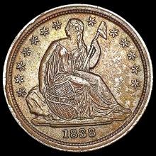 1838 No DLg Stars Seated Liberty Dime UNCIRCULATED