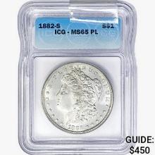 1882-S Morgan Silver Dollar ICG MS65 PL