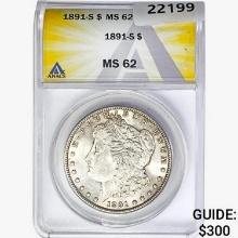 1891-S Morgan Silver Dollar ANACS MS62