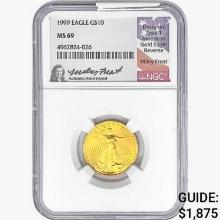1999 $10 1/4oz. Gold Eagle NGC MS69 Signed Frost