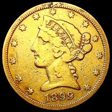 1899-S $5 Gold Half Eagle LIGHTLY CIRCULATED