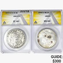 1892&1898 [2] Morgan Silver Dollar ANACS EF/MS