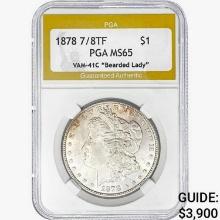 1878 7/8TF Morgan Silver Dollar PGA MS65 VAM-41C "