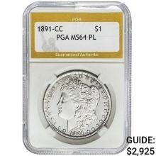 1891-CC Morgan Silver Dollar PGA MS64 PL