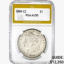 1889-CC Morgan Silver Dollar PGA AU50
