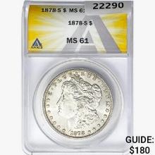 1878-S Morgan Silver Dollar ANACS MS61