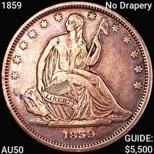 1859 No Drapery Seated Liberty Half Dollar