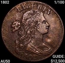 1802 1/100 Flowing Hair Cent CLOSELY UNCIRCULATED