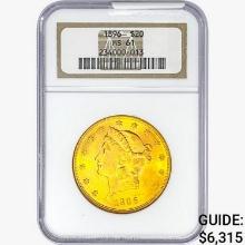1896 $20 Gold Double Eagle NGC MS61