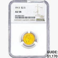 1913 $2.50 Gold Quarter Eagle NGC AU58