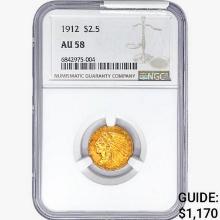 1912 $2.50 Gold Quarter Eagle NGC AU58