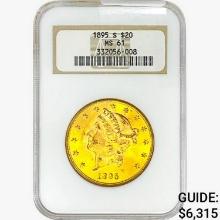 1895-S $20 Gold Double Eagle NGC MS61