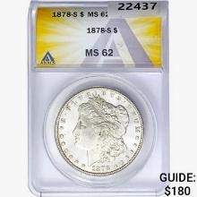 1878-S Morgan Silver Dollar ANACS MS62