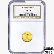 1986 $5 1/10oz. Gold Eagle NGC MS69