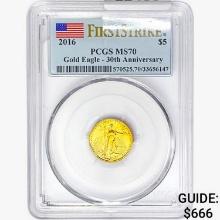 2016 $5 1/10oz. Gold Eagle PCGS MS70