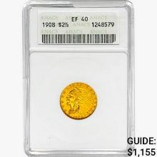 1908 $2.50 Gold Quarter Eagle ANACS EF40