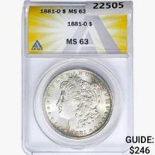 1881-O Morgan Silver Dollar ANACS MS63