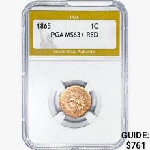 1865 Indian Head Cent PGA MS63+ RED