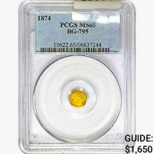 1874 Round California Gold Quarter PCGS MS65 BG-79