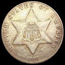 1861 Silver Three Cent ABOUT UNCIRCULATED