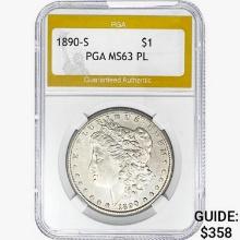 1890-S Morgan Silver Dollar PGA MS63 PL