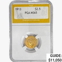 1913 $2.50 Gold Quarter Eagle PGA MS65