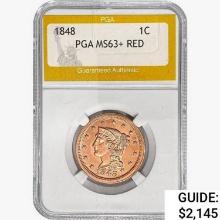 1848 Braided Hair Large Cent PGA MS63+ RED