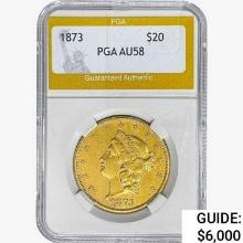 1873 $20 Gold Double Eagle PGA AU58