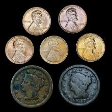 [7] Varied US Cents (1817, 1854, 1919, 1921, 1928,