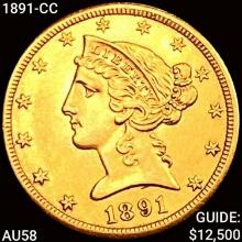 1891-CC $5 Gold Half Eagle
