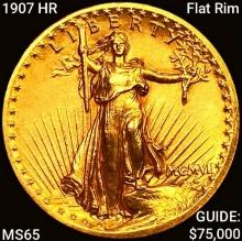 1907 HR Flat Rim $20 Gold Double Eagle