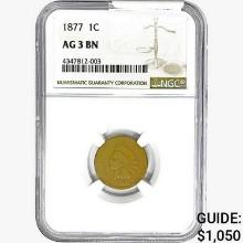 1877 Indian Head Cent NGC AG3 BN