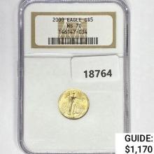 2000 $5 1/10oz. Gold Eagle NGC MS70