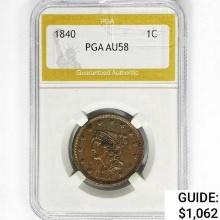 1840 Large Cent PGA AU58