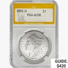 1892-O Morgan Silver Dollar PGA AU58