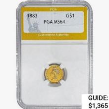 1883 Rare Gold Dollar PGA MS64