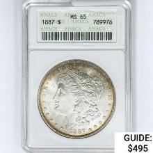 1887 Morgan Silver Dollar ANACS MS65