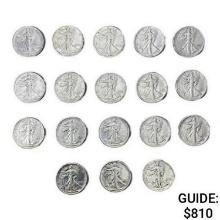 1936-1945 Walking Half Dollars (18 Coins)