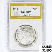 1823 Capped Bust Half Dollar PGA AU50 Patched 3