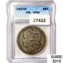 1882-CC Morgan Silver Dollar ICG VF20