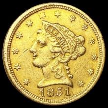 1851-O $2.50 Gold Quarter Eagle NICELY CIRCULATED